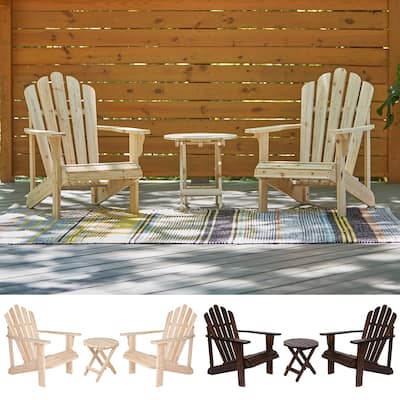 Remedy Outdoor Solid Wood Adirondack Chairs and Folding Table Set