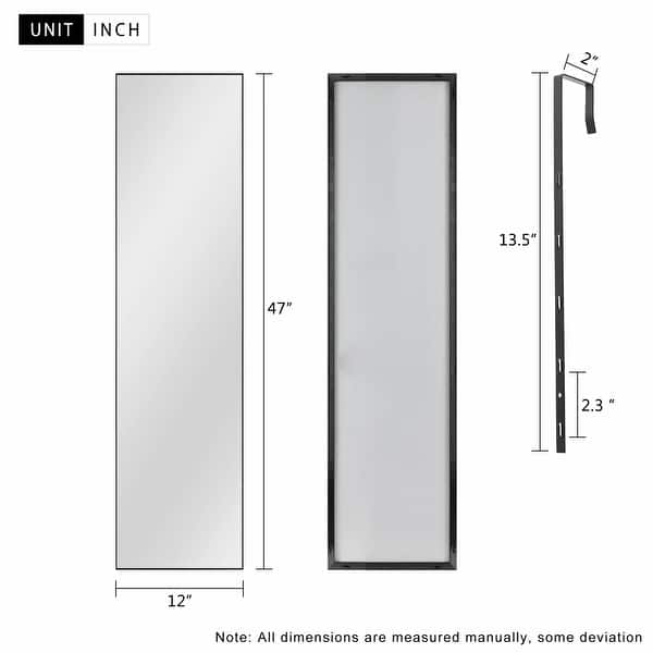 dimension image slide 8 of 20, Modern Aluminum Alloy Thin Framed Full Length Floor Mirror