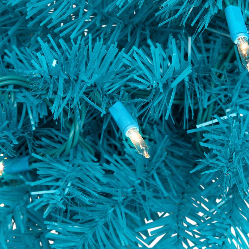 Pre-Lit Artificial Pine Christmas Wreath - 24" - Turquoise - Clear Lights