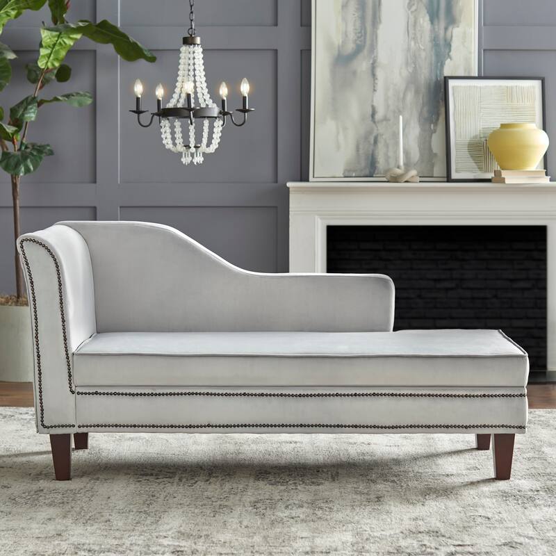Simple Living Giselle Storage Chaise - Light Grey