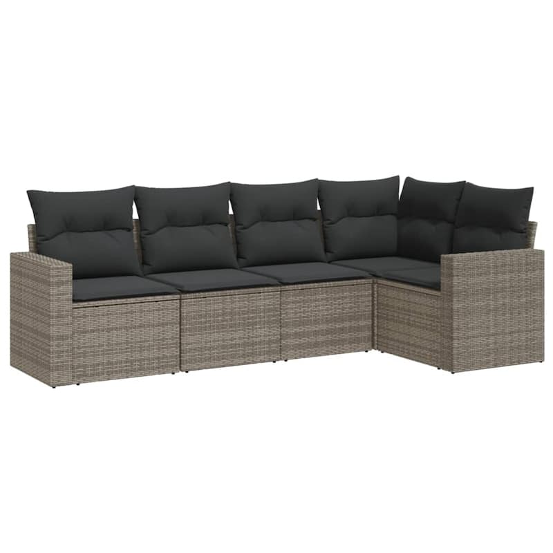 vidaXL Garden Sofa Set Grey PE Rattan, Powder-Coated Steel Large Modular - 24.4 x 25.8 x 27.2