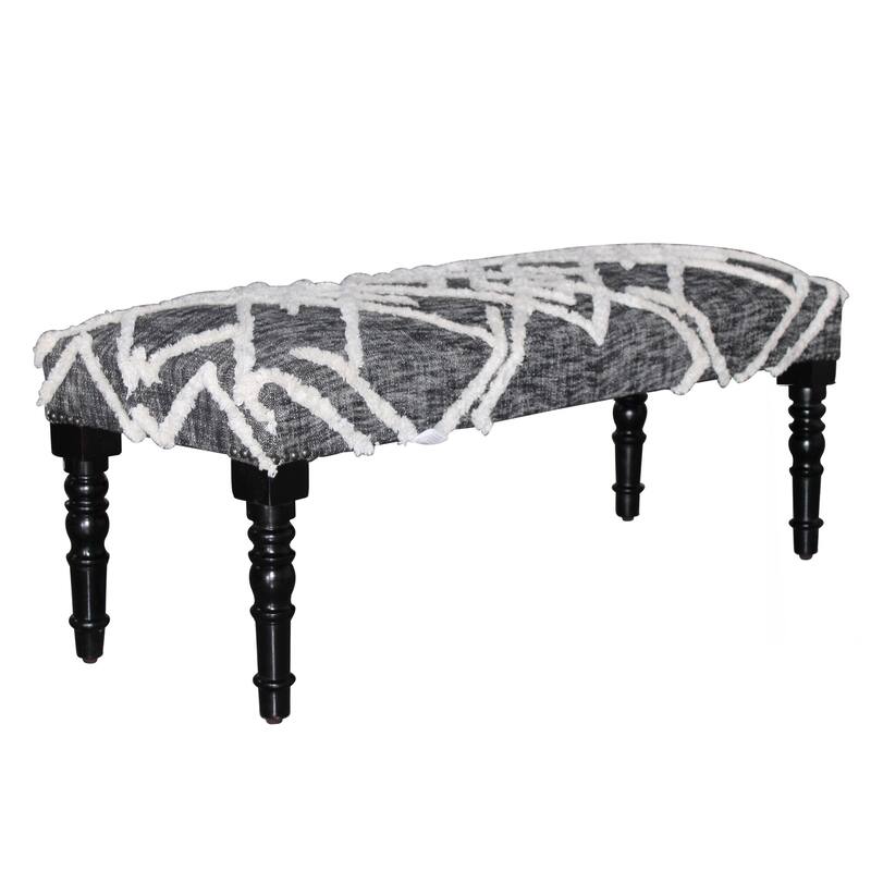 Sevita Tufted Geometric Diamond and Distressed Bench 16"W x 47"L x 18"H - 1'6" x 3'11" x 1'4"
