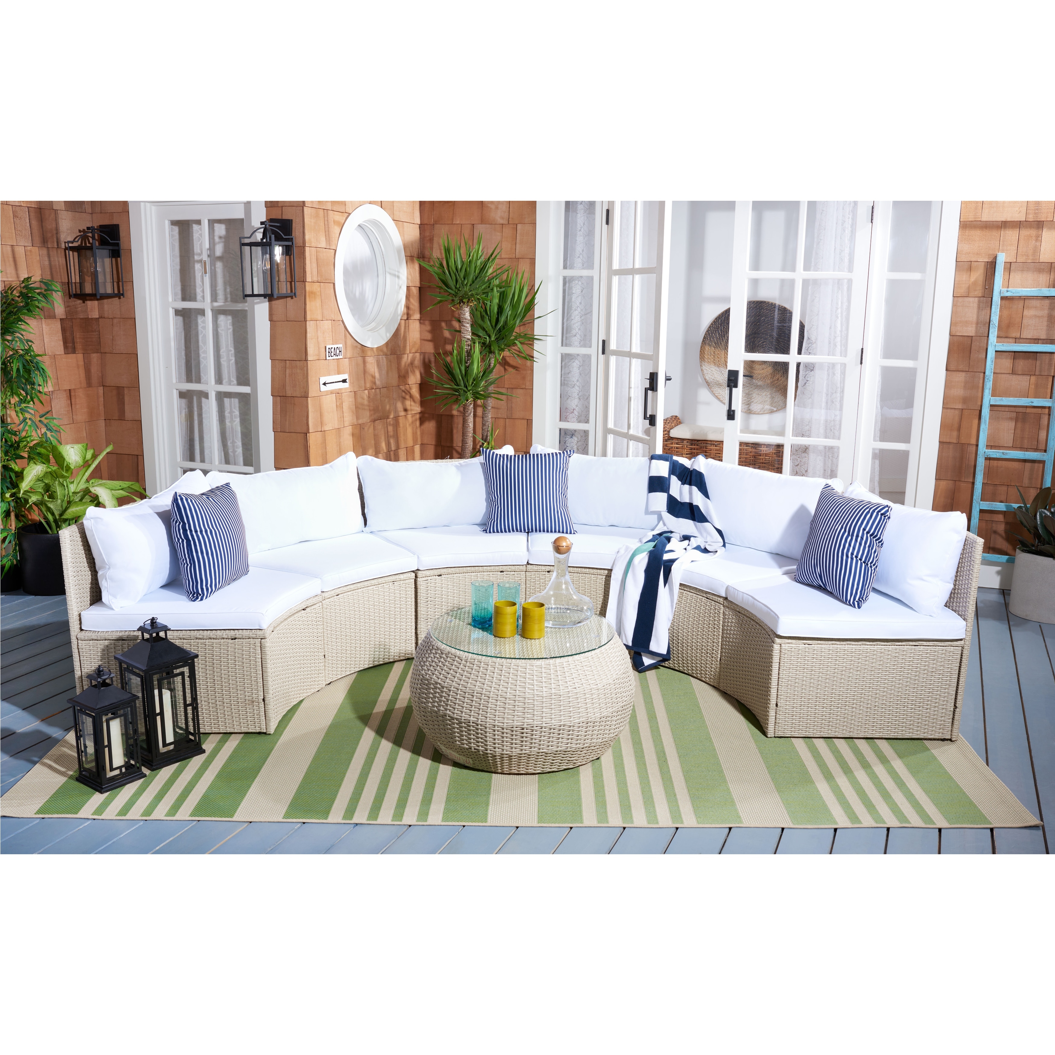 SAFAVIEH Jesvita Modern Wicker Patio Set - 67"W x 28"D x 29"H