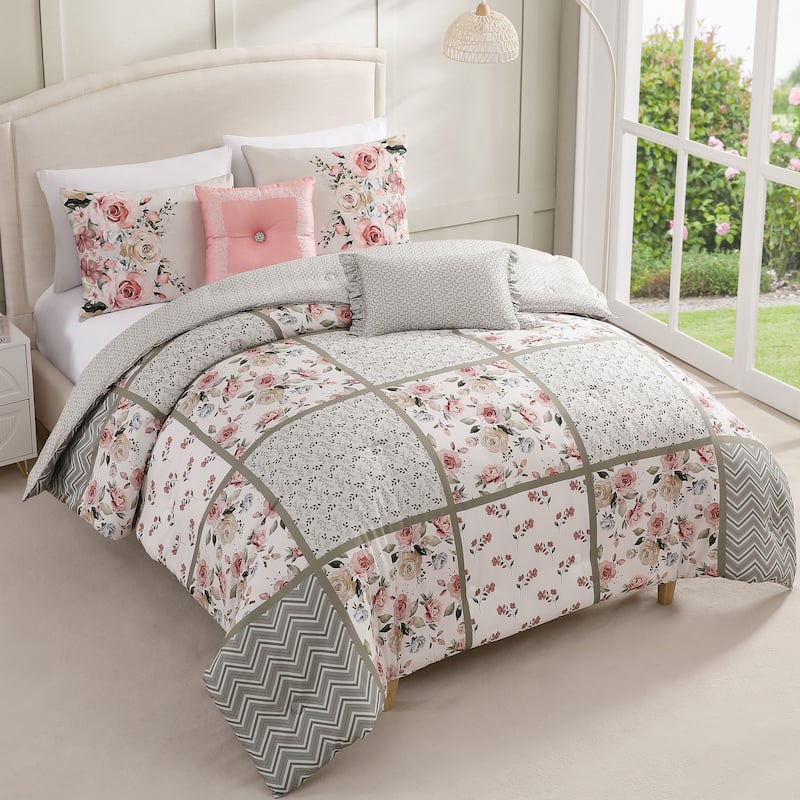 Bebejan Sage Serenity 100% Cotton Sateen5 Piece Reversible Comforter Set