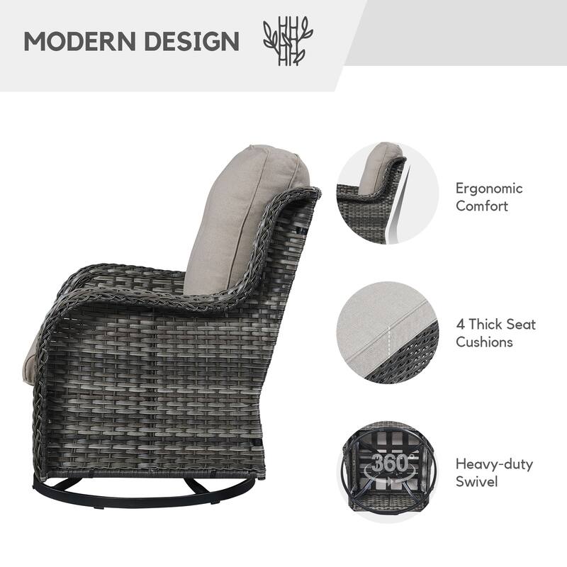 Gymojoy Patio Swivel Rocking Chair Coffee Table Set