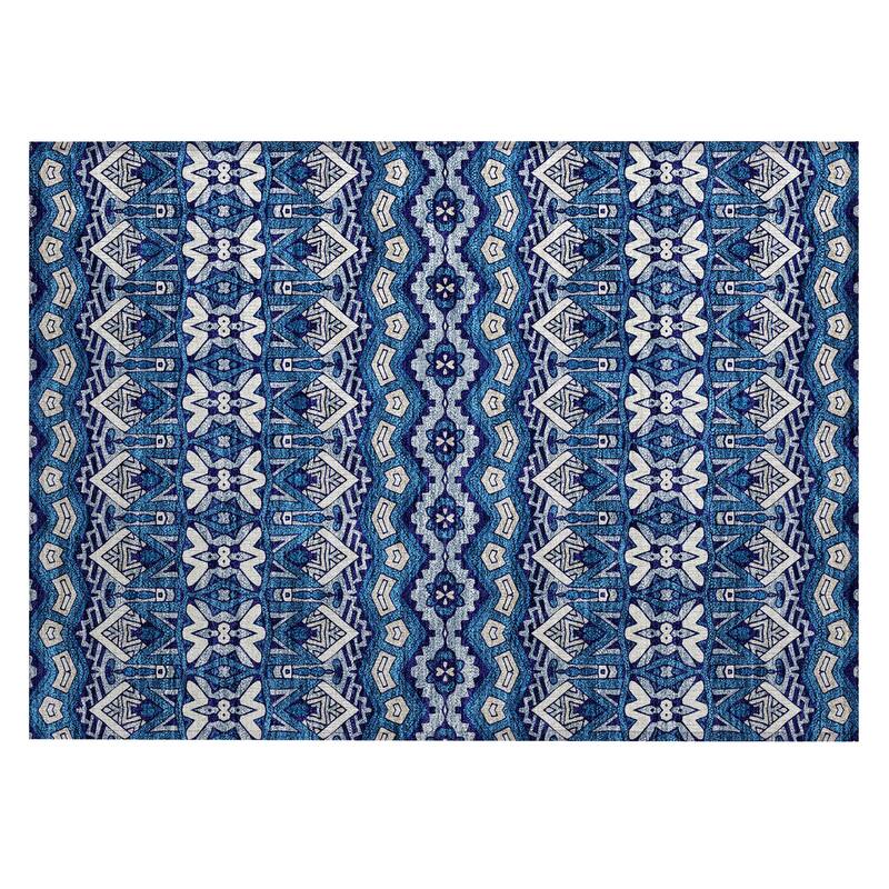 Machine Washable Indoor/ Outdoor Chantille Mosaic Global Rug