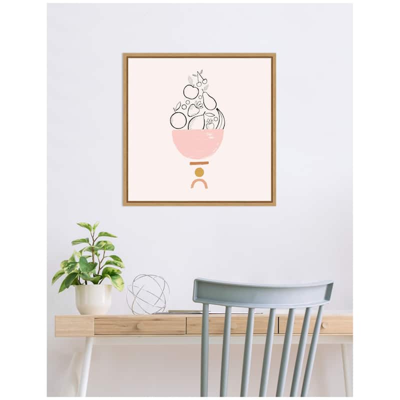 Kate and Laurel Sylvie Bowl of Fruitness Framed Canvas by Duchess Plum