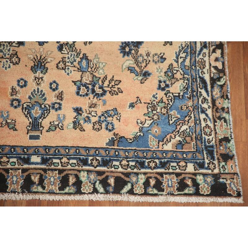 Hand Knotted Oriental 100% Wool Carpet Traditional Floral Peach Hamedan Area Rug - 8' 8'' X 5' 8''