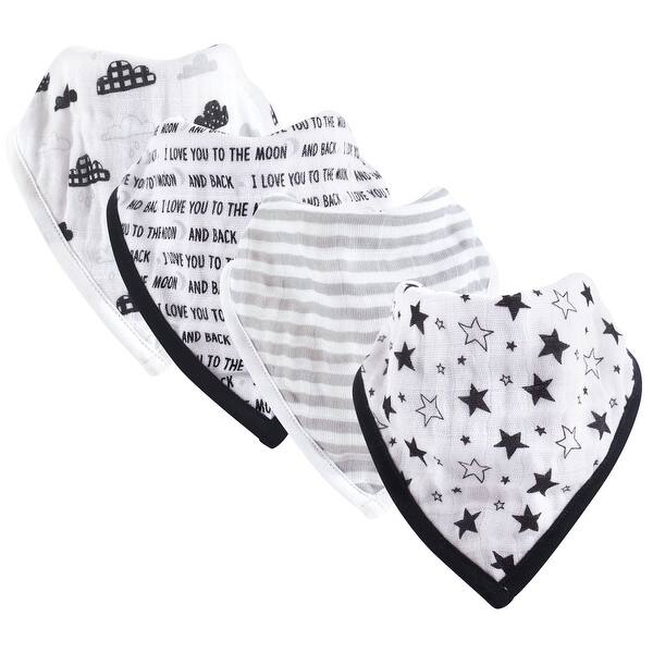 slide 1 of 1, Hudson Baby Infant Muslin Cotton Bandana Bibs 4pk, Moon And Back, One Size - Moon And Back - One Size One Size - Moon And Back