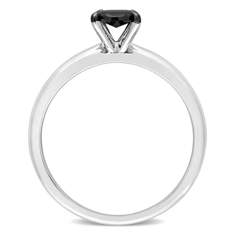 Miadora 1/2ct TDW Oval-cut Black Diamond Solitaire Engagement Ring in 14k White Gold