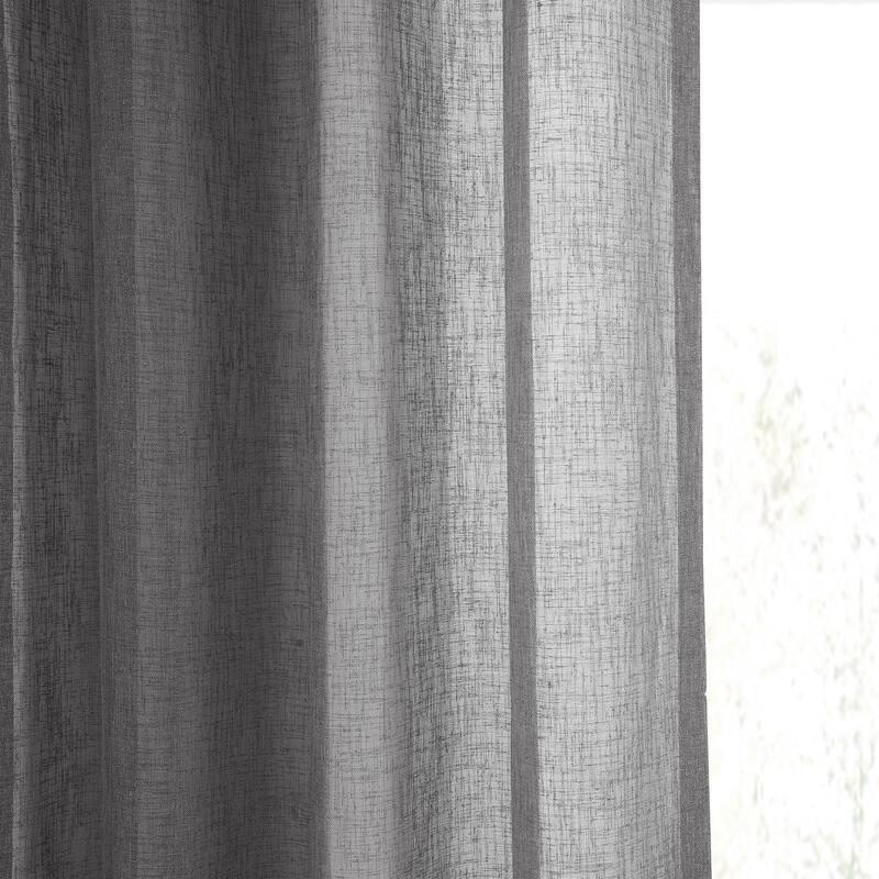 Exclusive Fabrics Grommet Solid Faux-linen Sheer Curtain (1 Panel)
