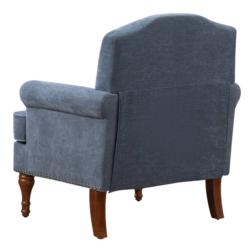 Accent Chair.Nailhead Trim Armchair for Living Room,Comfy Chenille Club Sofa Chair,Springs Cushions & Wood Legs