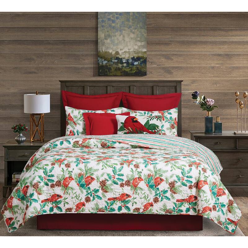 Delwyn Cardinal Cotton Quilt Set