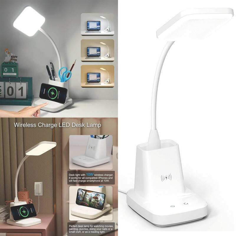 Small Desk Lamp with Pen Holder,3 Modes Dimmable Touch - 6.3"D x 5.12"W x 21.85"H