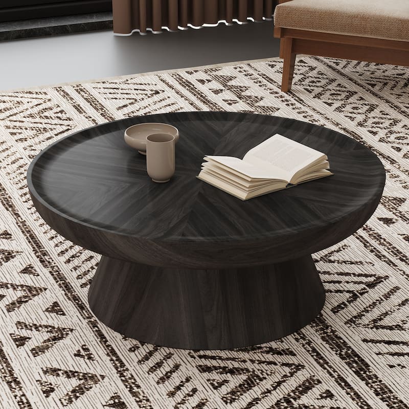 Round Walnut Nesting Coffee Tables | 2-Piece Set & Single Table Options - Modern Stackable Accent Tables