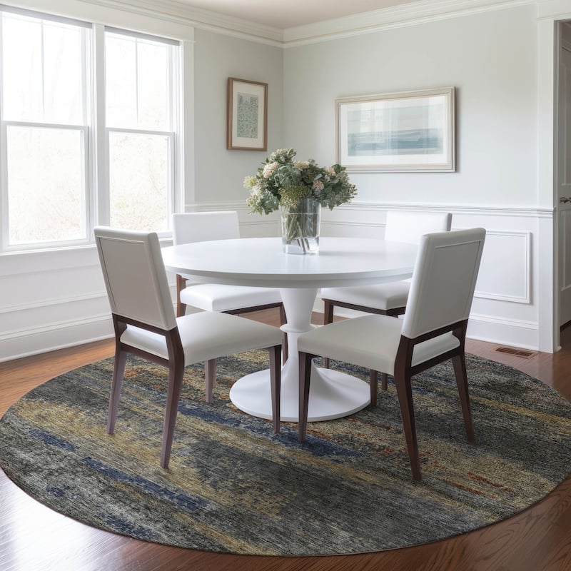 Machine Washable Indoor/ Outdoor Abstract Modern Chantille Rug