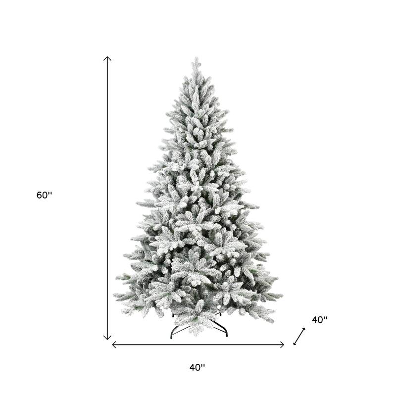 HomeRoots 7' Green And White Full Flocked Spruce Christmas Tree