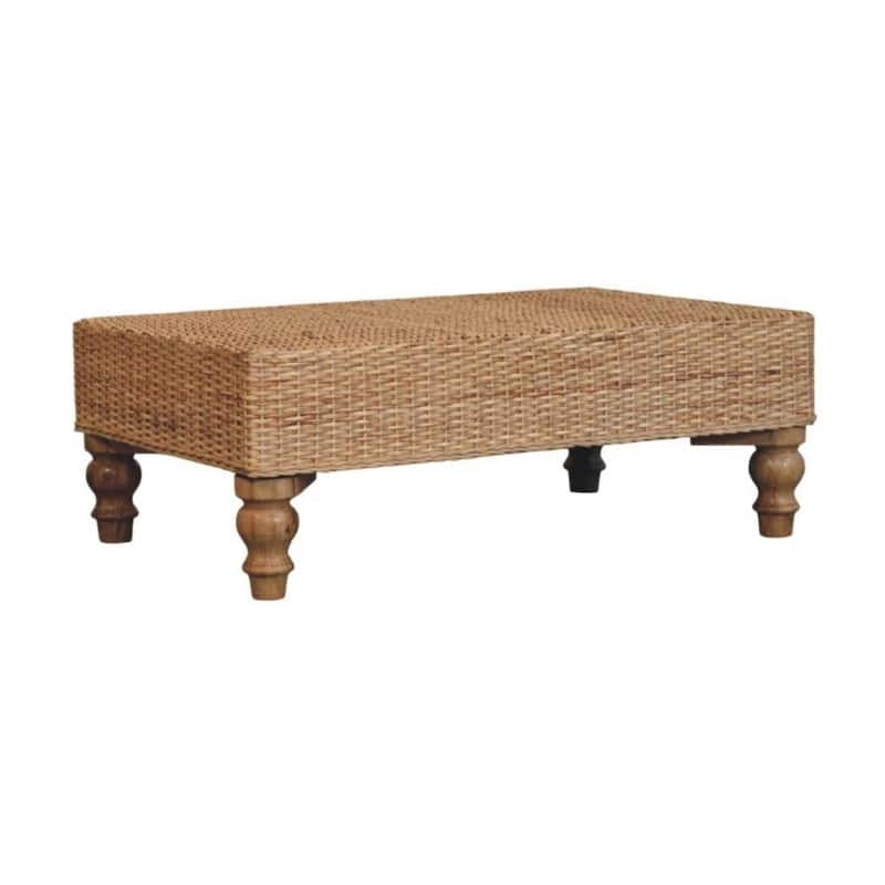 Artisan Furniture Solid Wood Regency Woven Coffee Table, Beige