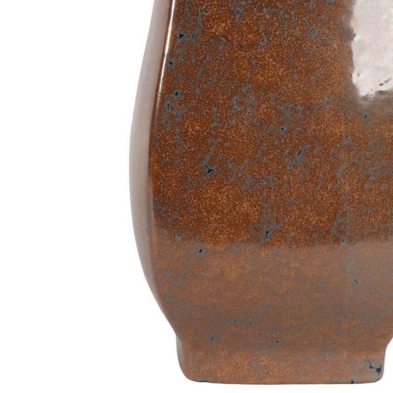 Metal Vase Geometric Textured Design and Sculptural Curved Silhouette