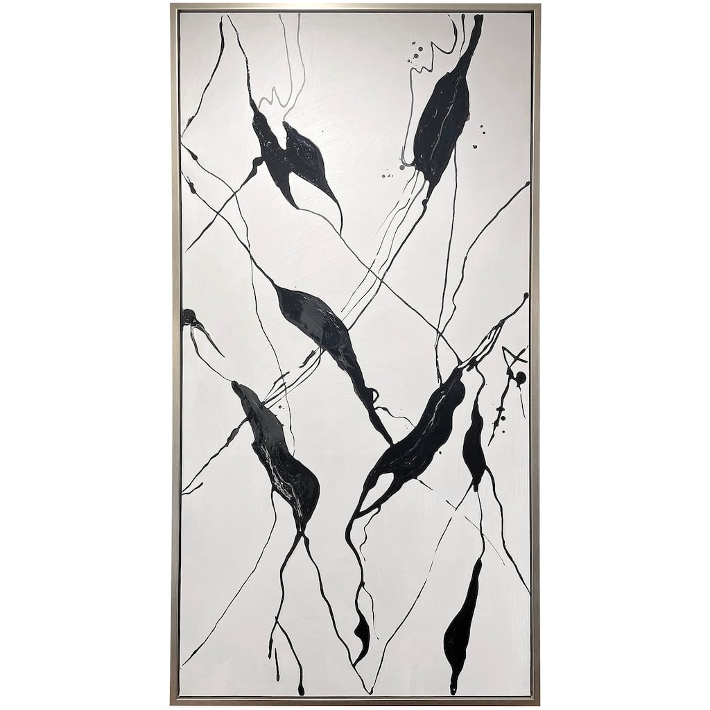 Harp & Finial Rippling III - Abstract Hand Painted Canvas Wall Art - Gold Frame