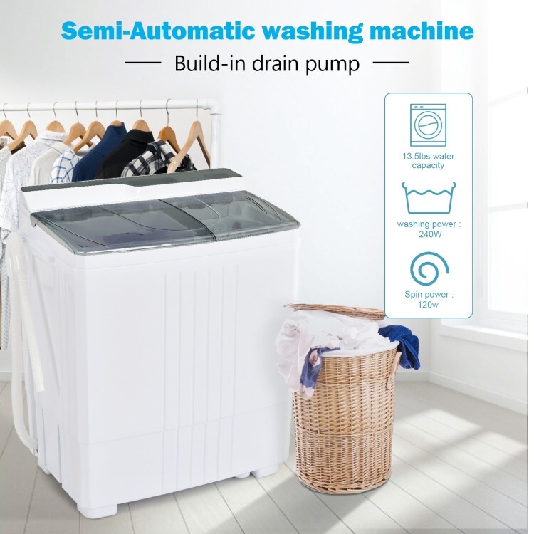8lbs Portable Fully Automatic Washing Machine with Drain Pump - 19.5 x  18.5 x 31.5 (L x W x H) - Bed Bath & Beyond - 34328784