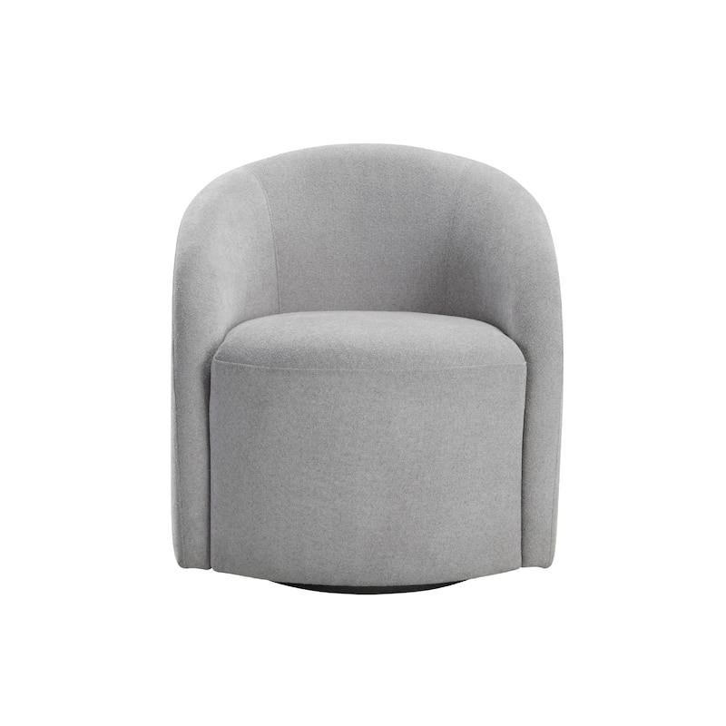 Saho Swivel Accent Chair, Barrel Style, Foam Padded, Light Gray Boucle