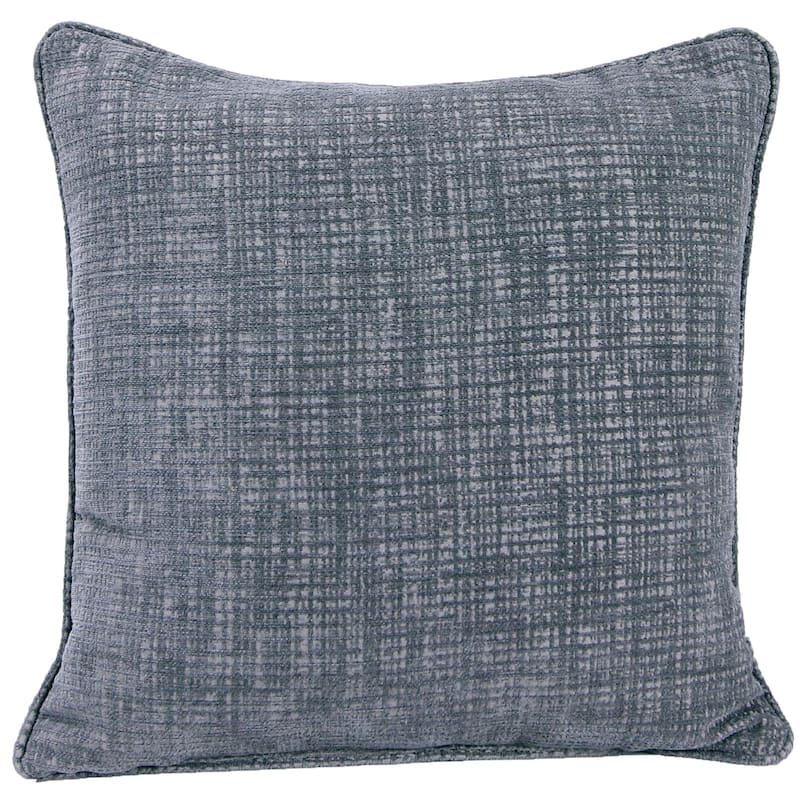 18" x 18" Hatched Solid Indoor Throw Pillow with Welt - Steel