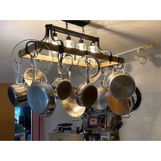 Top Product Reviews For Blakes 4 Light Metal Kitchen Island Chandelier With Pot Hooks 27654383 Overstock