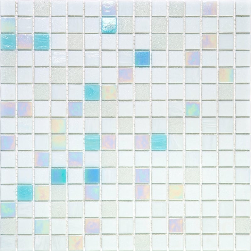 Apollo tile 12" x 12" Mingles Glossy White Blue Glass Tile (20 sq ft/case) - 20 Pack