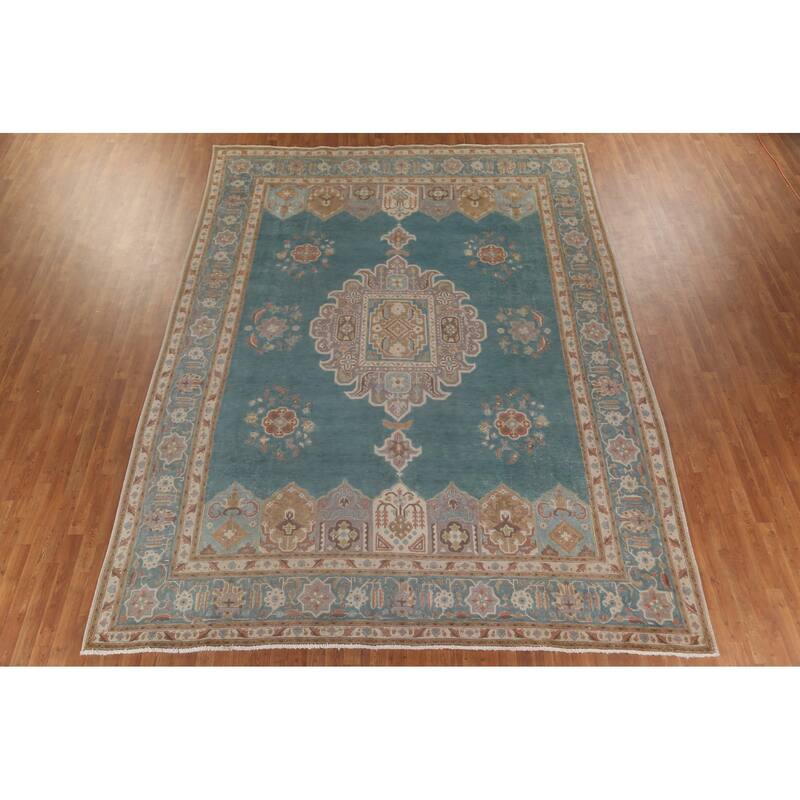 Over-Dyed Tabriz Persian Antique Area Rug Handmade Wool Carpet - 9'11"x 13'1"