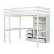 preview thumbnail 12 of 38, Full Size Loft Bed with Bulit-in L-Shaped Desk and Ladder, Wooden High Loft Bedframe with Storage Drawers and Shelves