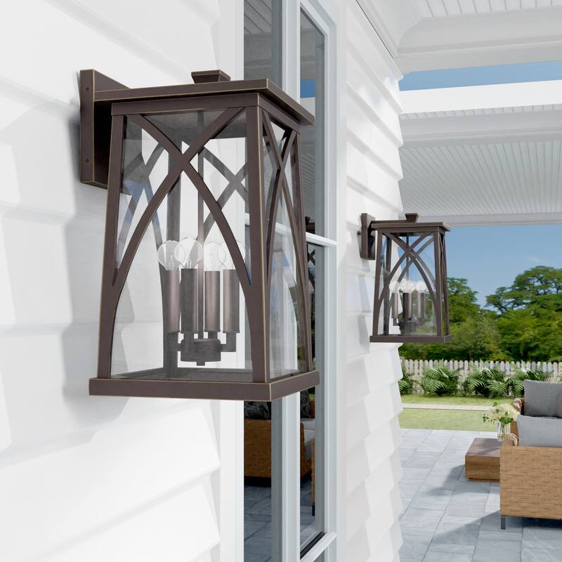 Marshall Outdoor 4-Light Large Wall Lantern w/ Clear Glass