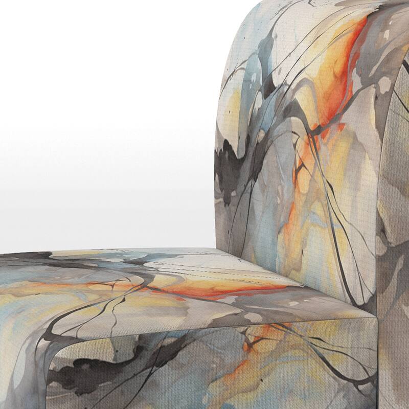 Designart "Marble Serenity Colorful Gray Watercolor Waves I" Upholstered Abstract Shapes Accent Chair and Modern Arm Chair