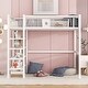 preview thumbnail 37 of 84, Heavy Duty Metal Loft Bed Frame for Dorm with 4-Tier Storage Shelves, Ladders & Safety Guard Rail, Storage Platform Bed White - Twin