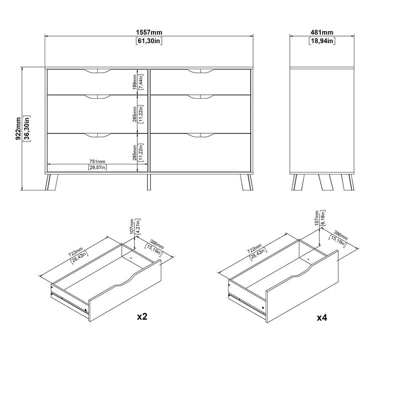 Porch & Den Ikast 6 Drawer Double Dresser, Jackson Hickory/White