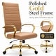 preview thumbnail 55 of 98, Benmar Ribbed Leather Executive High Back Office Chair with Gold Frame, Swivel, Tilt, Lumbar Support