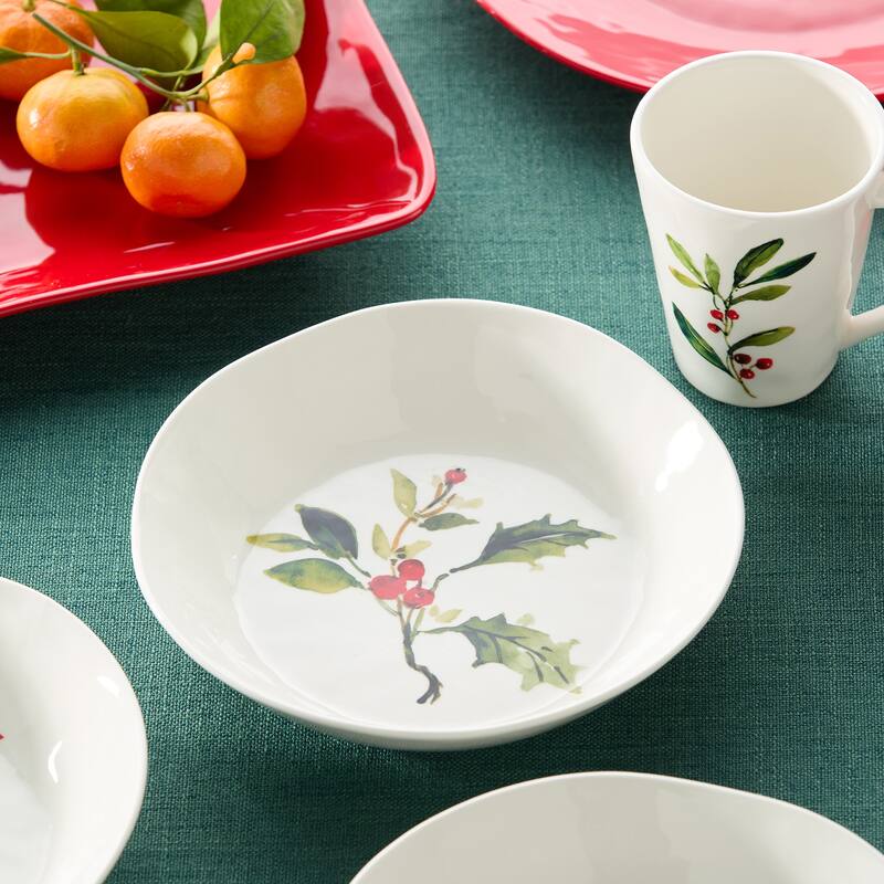 Certifed International Holly And Vines Set of 4 Dinner Bowls 9.5" x 2" - 9.5 L x 9.5 W x 2 H