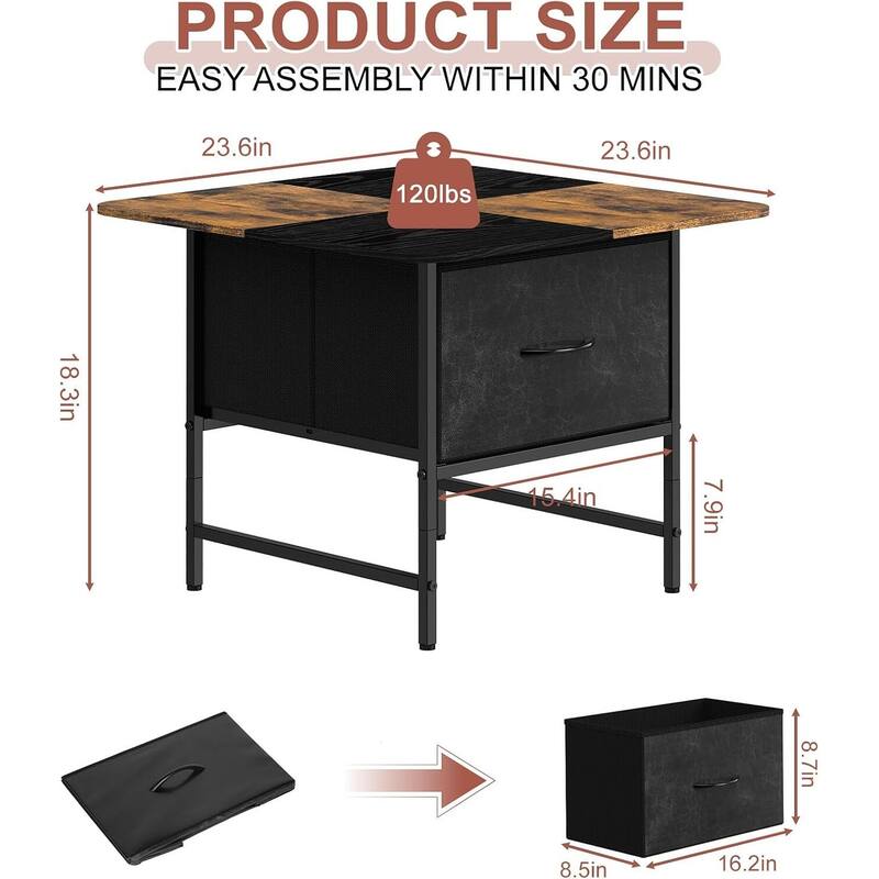 Square Farmhouse Coffee Table w/2 Drawers for Small Spaces