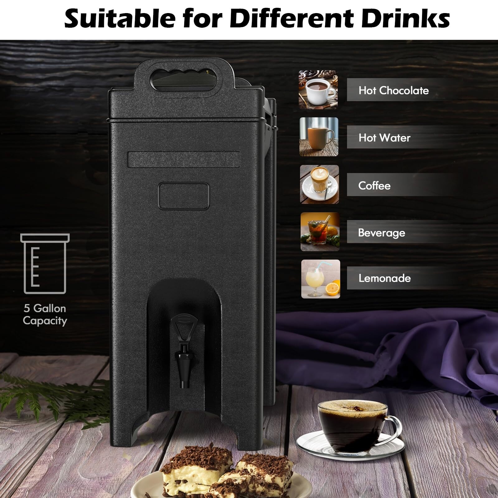 Insulated Beverage Dispenser, 5 Gallon Ice & Hot Drink Server w/ Handles,  Keep Hot Chocolate Coffee Warm, Hot beverage Dispenser - Bed Bath & Beyond  - 40508847