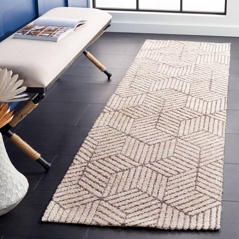 SAFAVIEH Hand-Woven Classic Vintage Kyna Geometric Cotton Rug - 2'3" x 8' Runner - Natural/Ivory