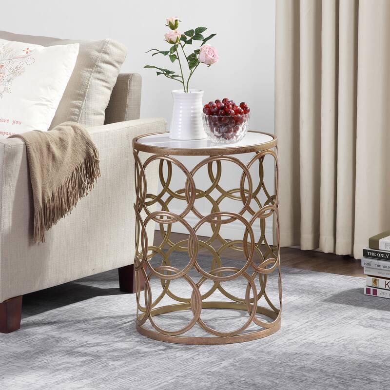 FirsTime & Co. Gilded Circles Table, Iron, 16.75 x 16.75 x 22 in, American Designed