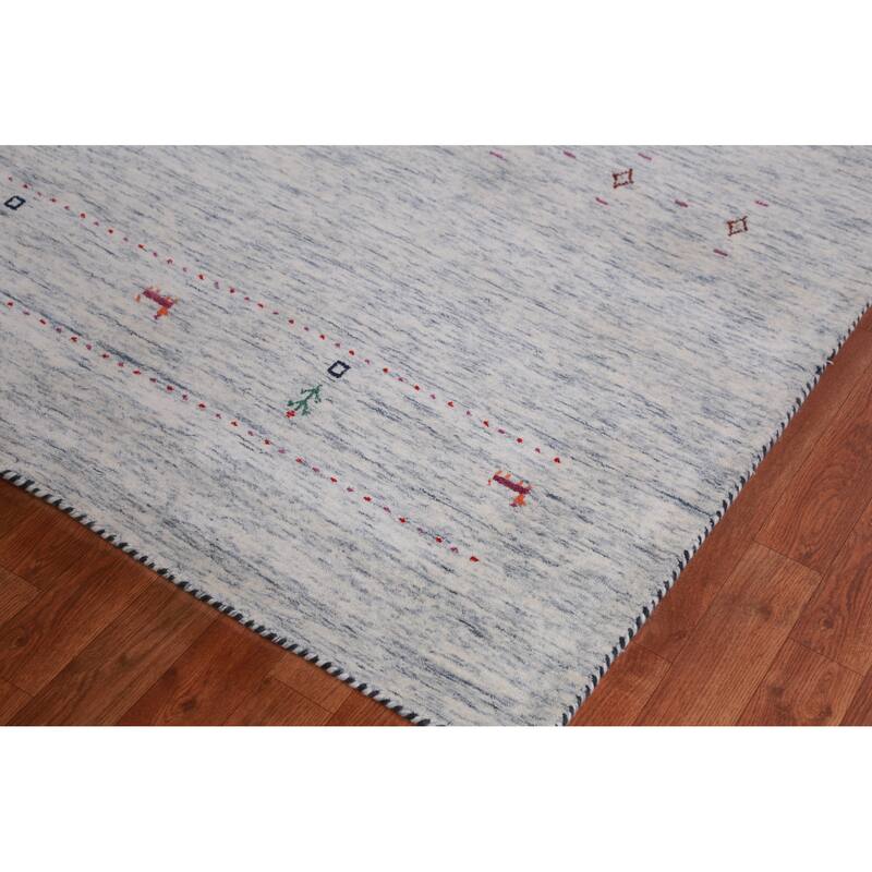 Hand Knotted Oriental 100% Wool Carpet Tribal Tribal Greys & Charcoal Gabbeh Area Rug - 9' 10'' X 8' 3''
