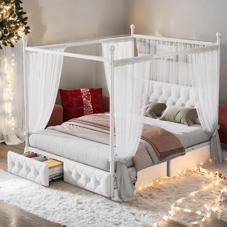 期間限定お買い得商品 |  通販 Modern Design King Size Metal Canopy Platform Bed with ベッド