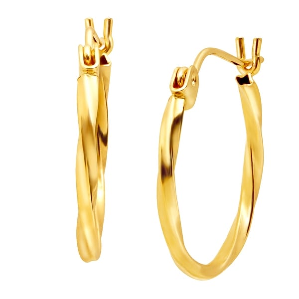 Just Gold Small Twisted Hoop Earrings in 14K Gold - YELLOW