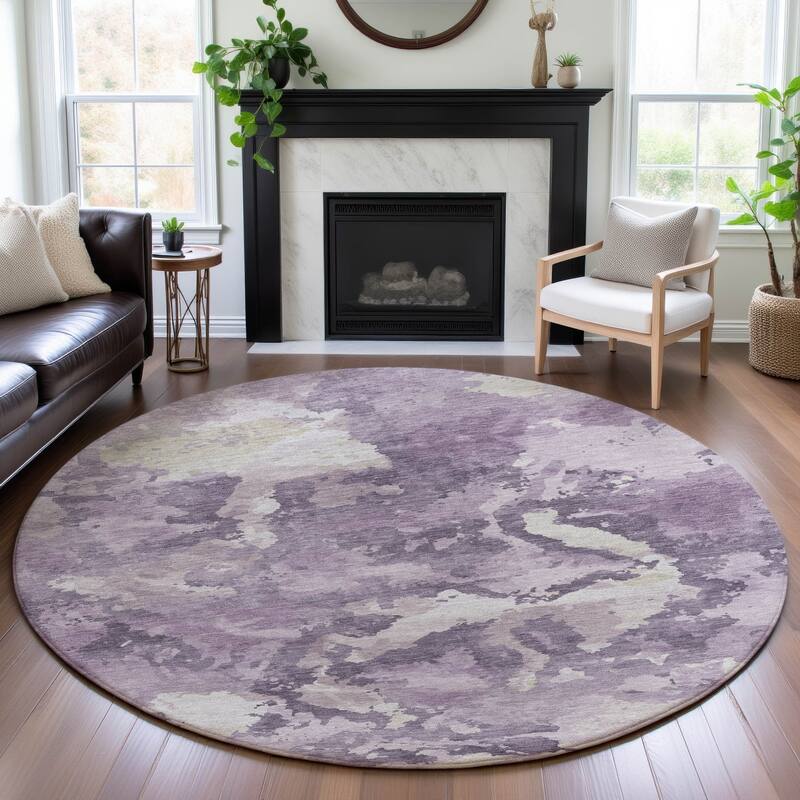 Premium Washable Super Soft Abstract Chic Mayfield Rug - Lavender - 8' x 8'