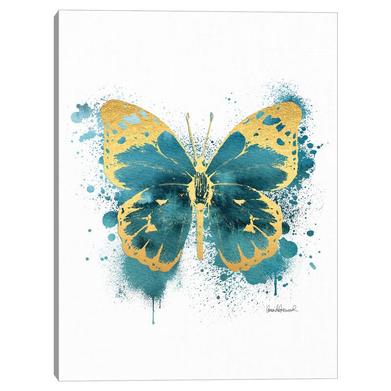 Butterfly Gold & Indigo Canvas Art Print