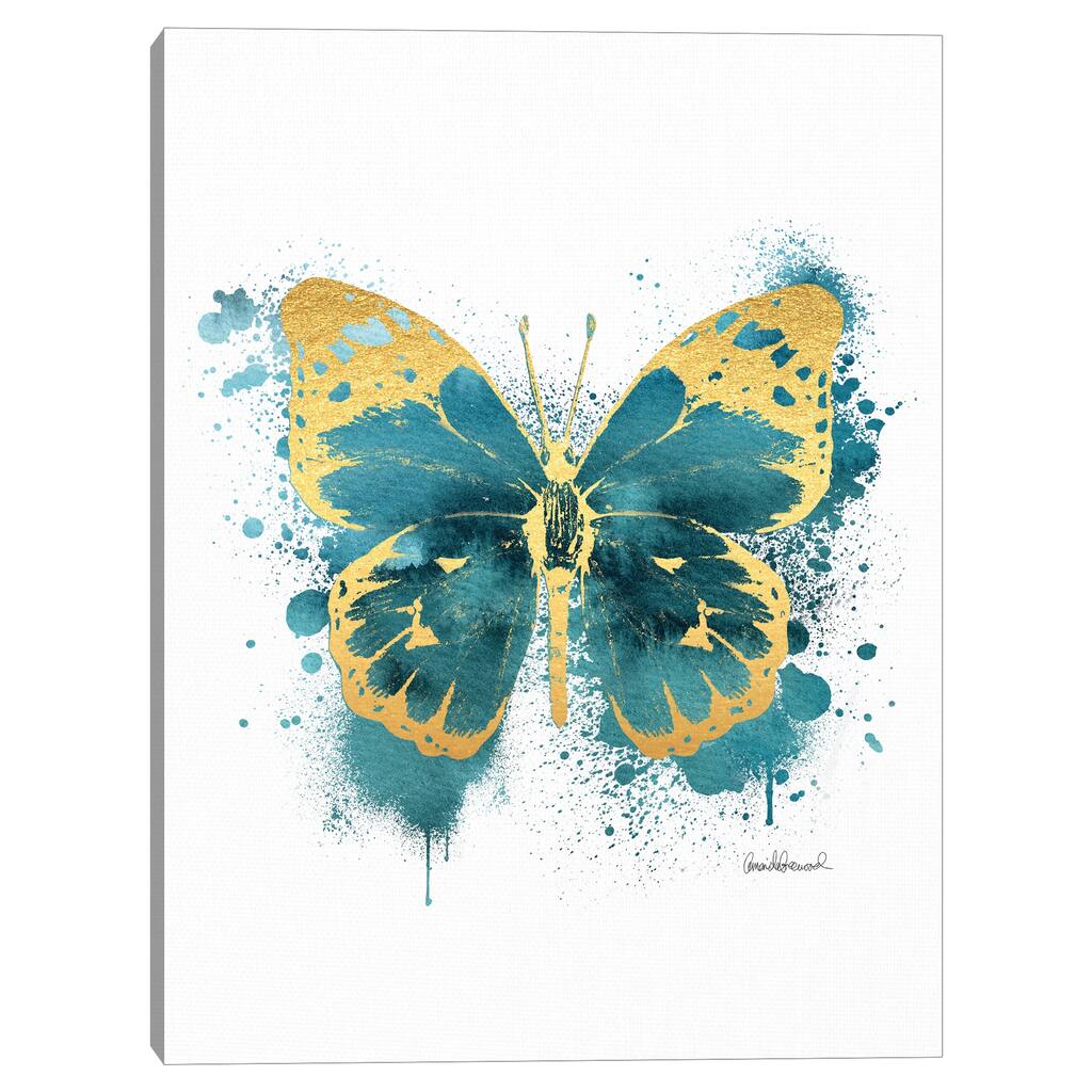 Butterfly Gold & Indigo Canvas Art Print