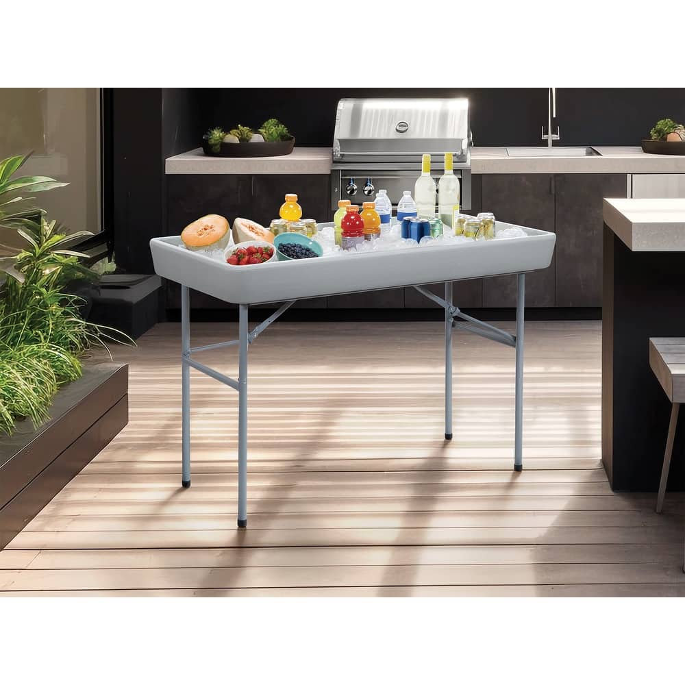 Folding Beverage Ice Cooler Table