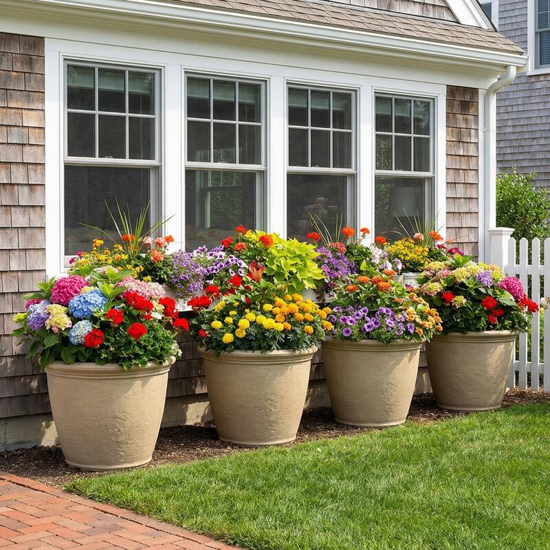 Sunnydaze Anjelica Outdoor Flower Pot Planter - 20-Inch - 4-Pack