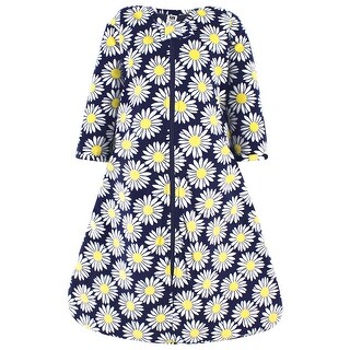 Hudson Baby Infant Girl Long Sleeve Plush Faux Fur Sleeping Bag, Wearable Blanket, Navy Daisy